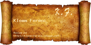 Klemm Ferenc névjegykártya
