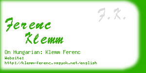 ferenc klemm business card